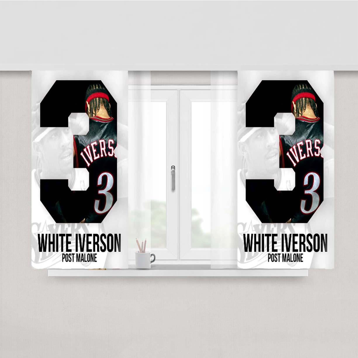 Post Malone White Iverson Peach Skin Window Curtains