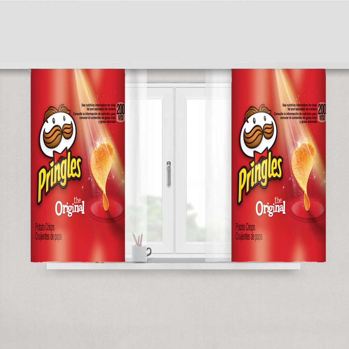 Potato Crisps Red Pringles The Original Peach Skin Window Curtains