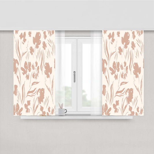 Powder Flower Prints Peach Skin Window Curtains