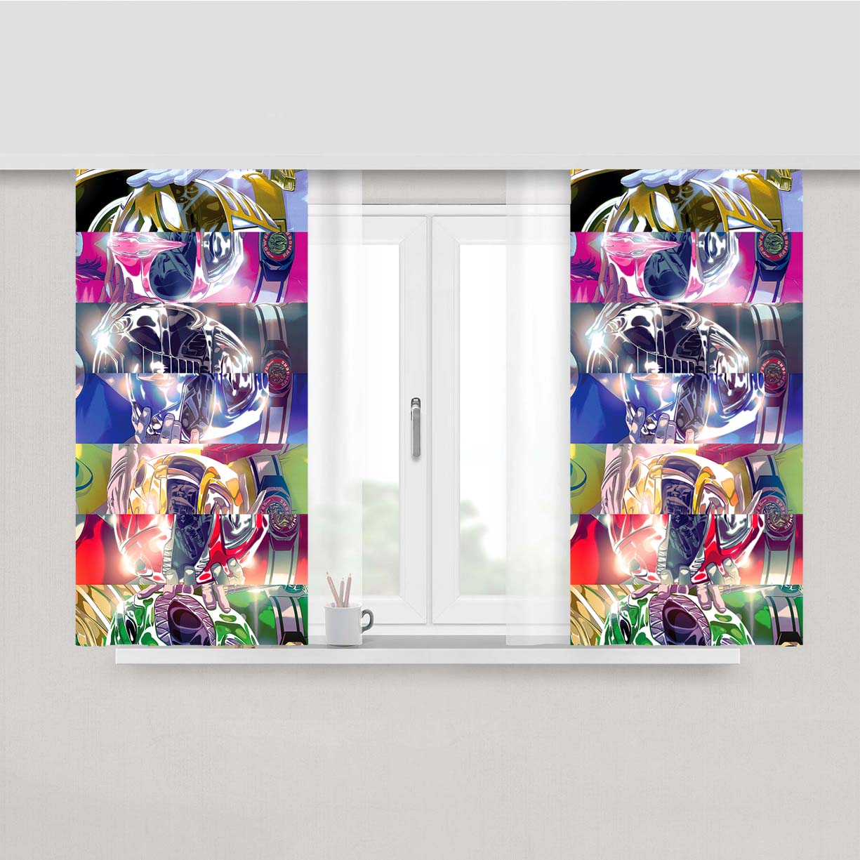 Power Rangers All Characters Peach Skin Window Curtains