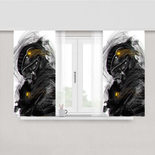 Power Rangers Black Poster Peach Skin Window Curtains