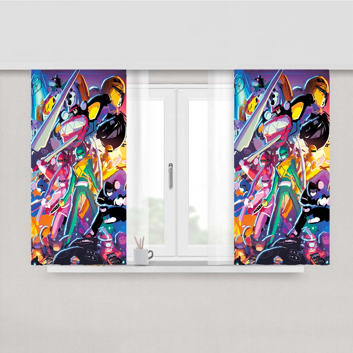 Power Rangers Colorful Peach Skin Window Curtains