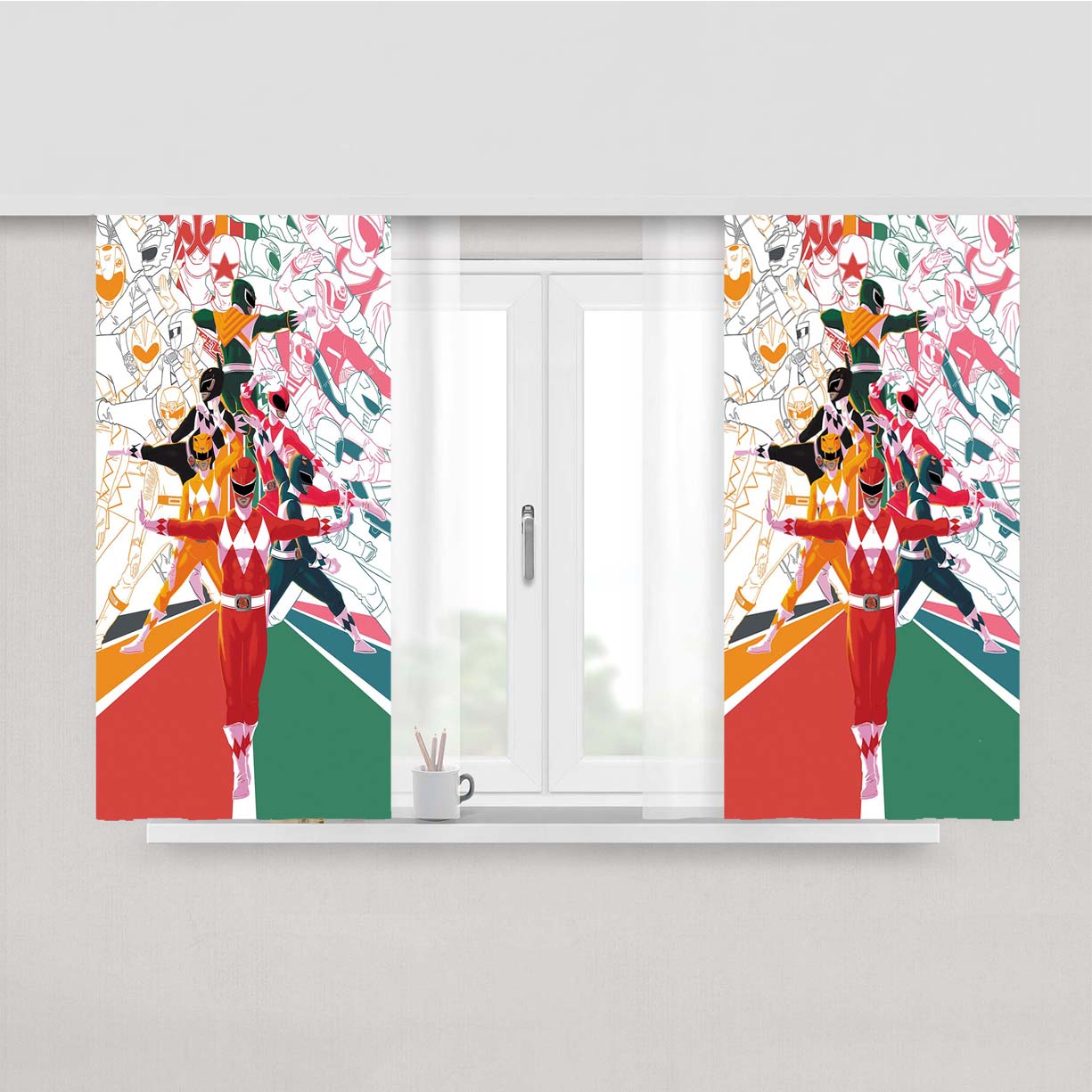Power Rangers Minimalist Peach Skin Window Curtains