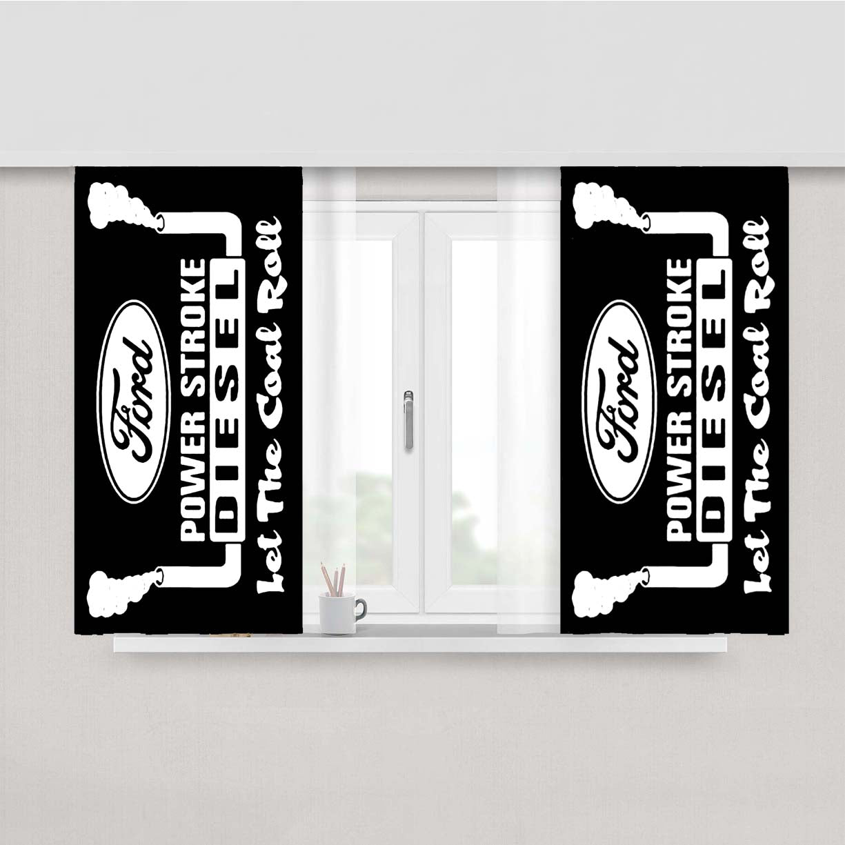Power Stroke Let The Coal Peach Skin Window Curtains