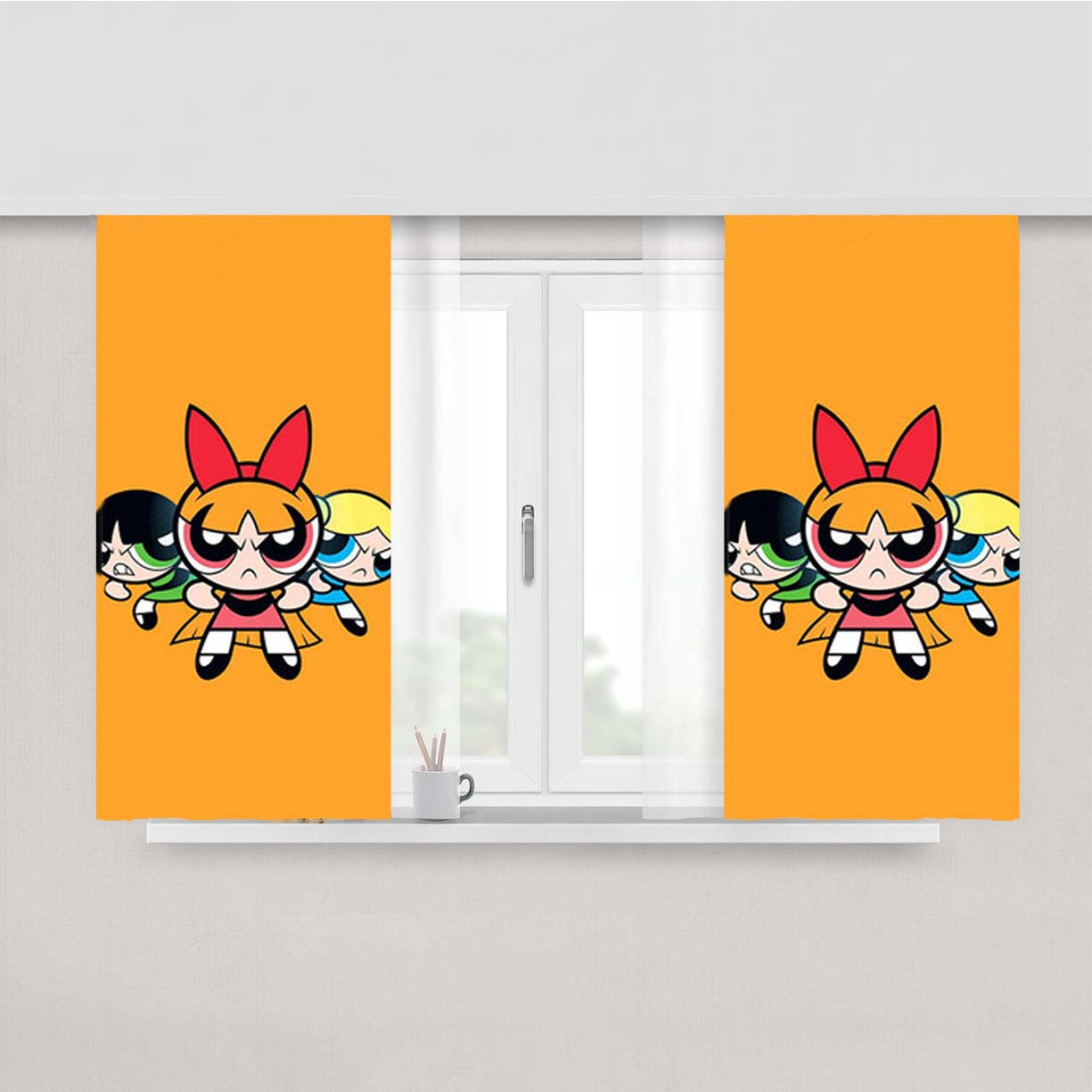 Powerpuff Girls Angry Peach Skin Window Curtains