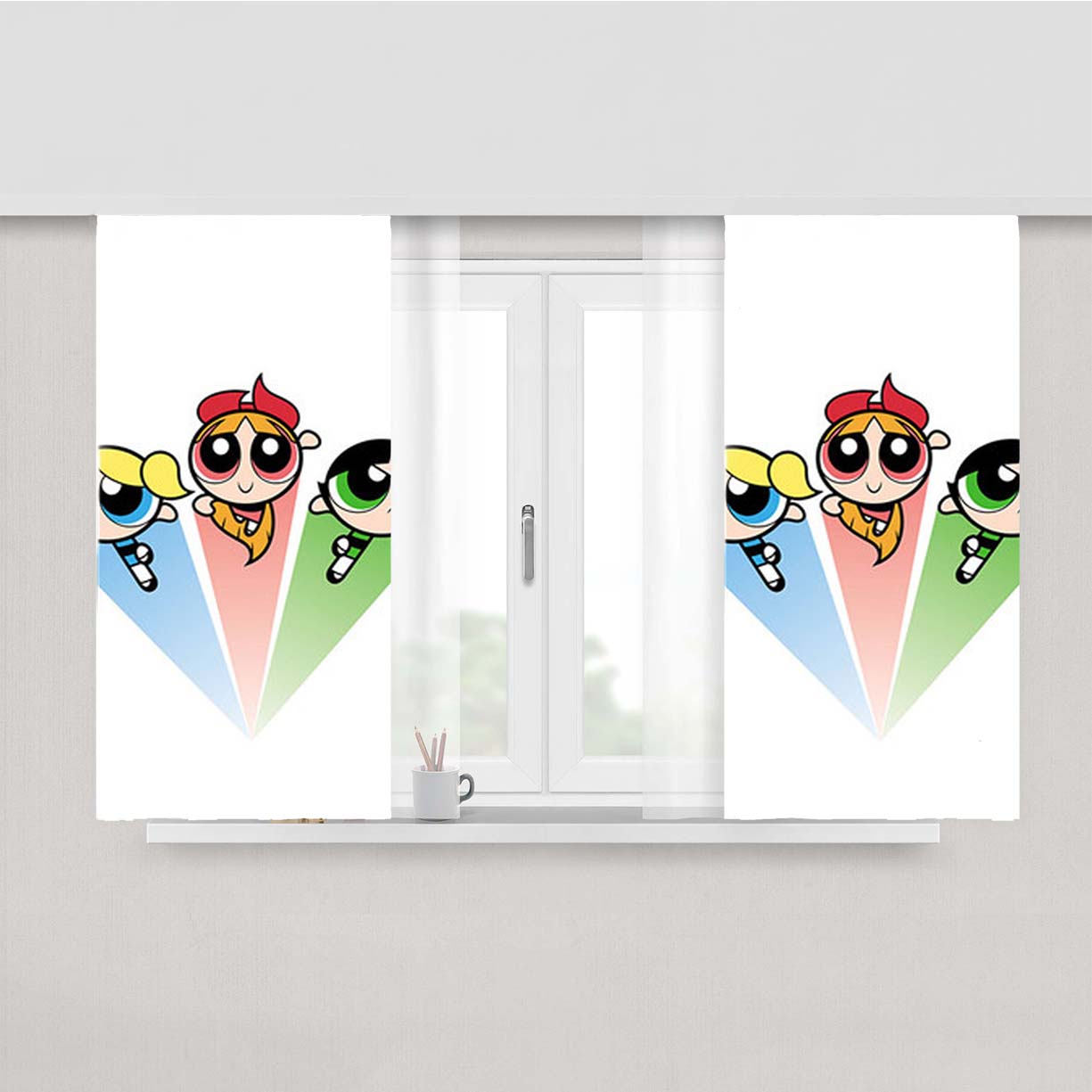 Powerpuff Girls White Peach Skin Window Curtains