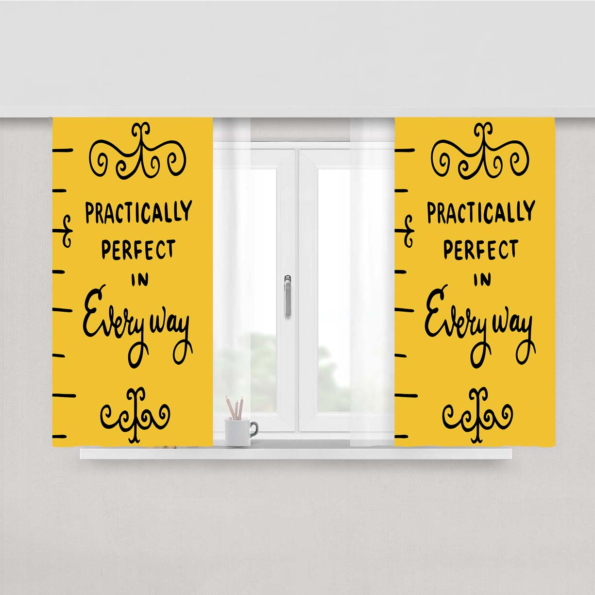 Practically Perfect In Every Way Mary Poppins Peach Skin Window Curtains