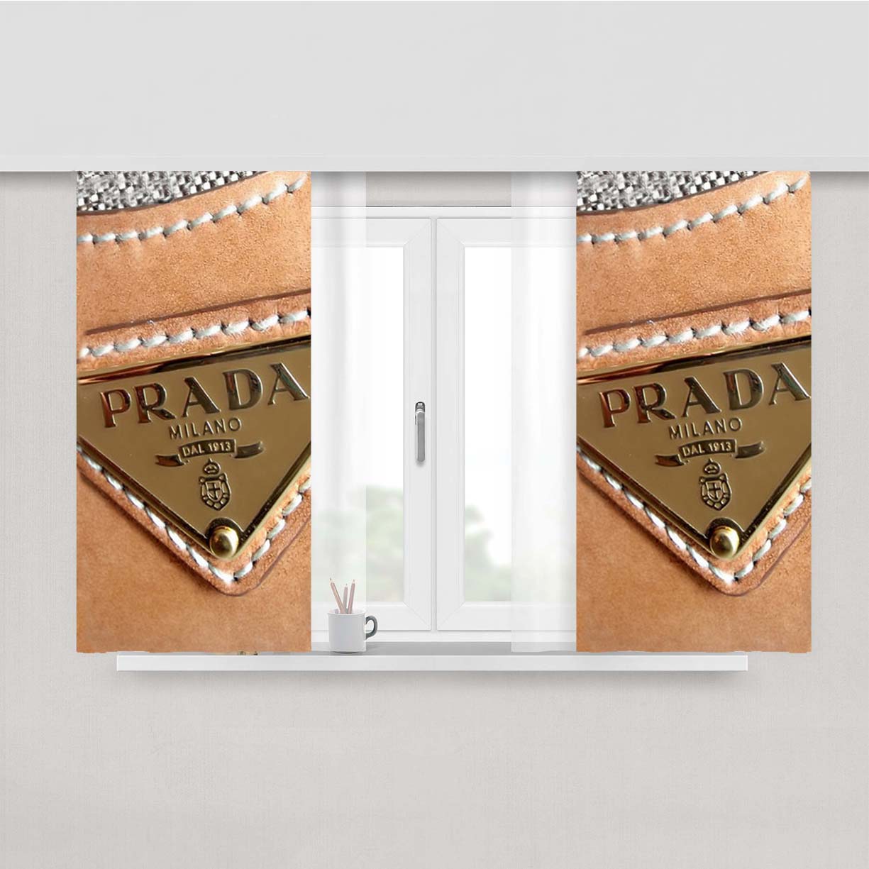 Prada Logo Bag Peach Skin Window Curtains