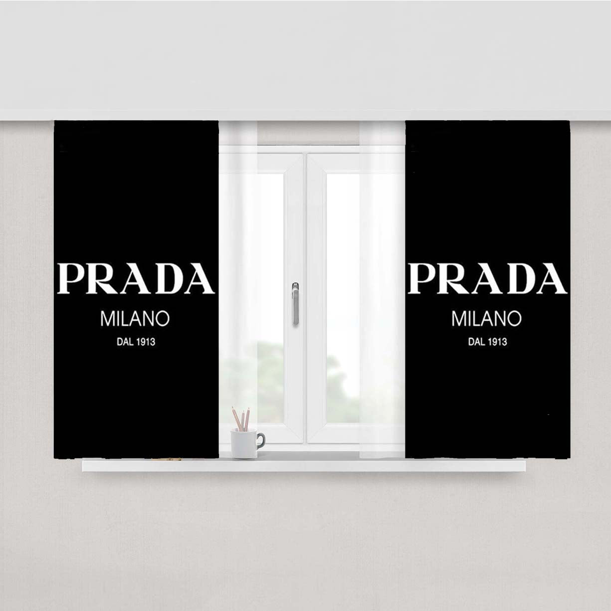 Prada Milano Black Peach Skin Window Curtains