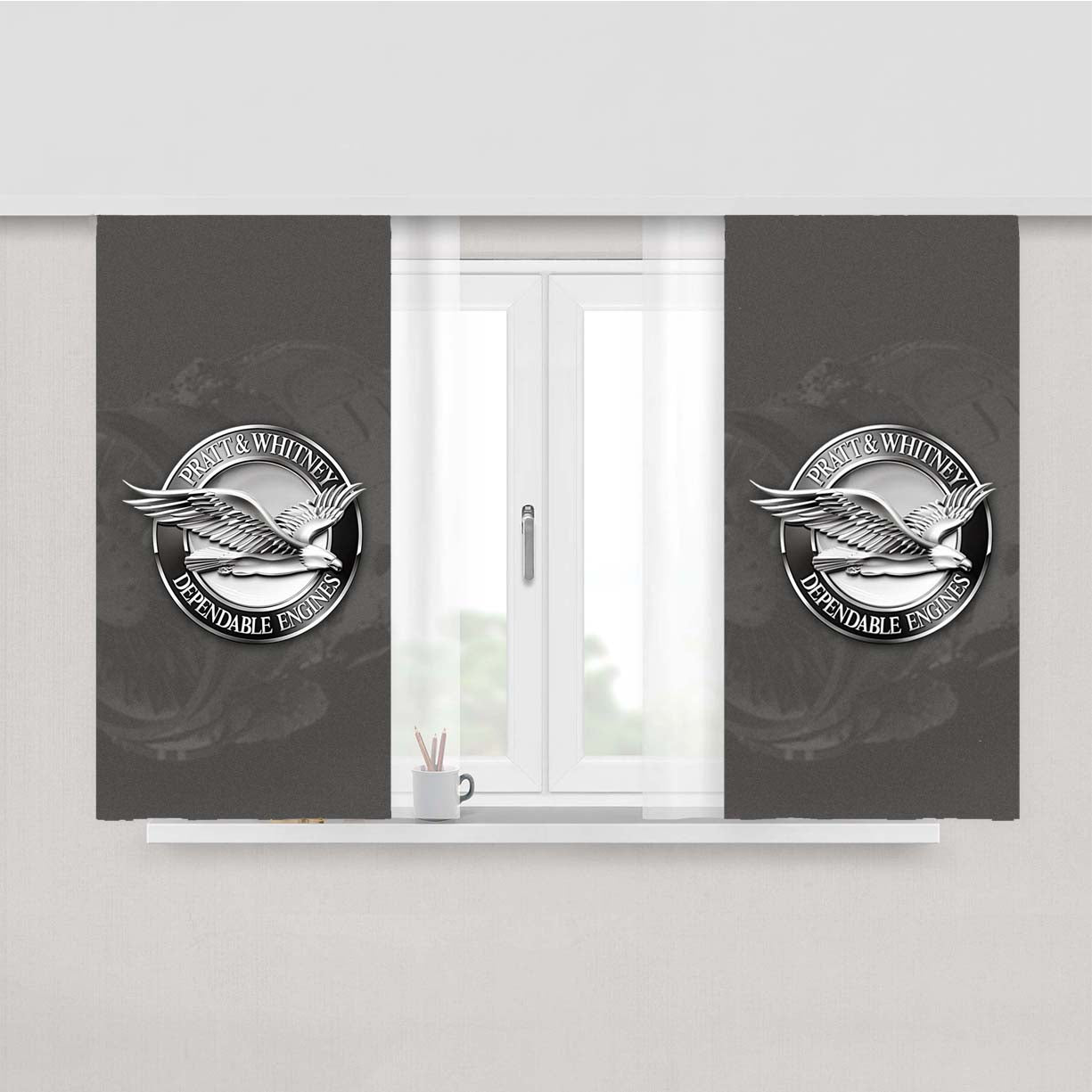 Pratt And Whitney Dependable Engines Logo Peach Skin Window Curtains