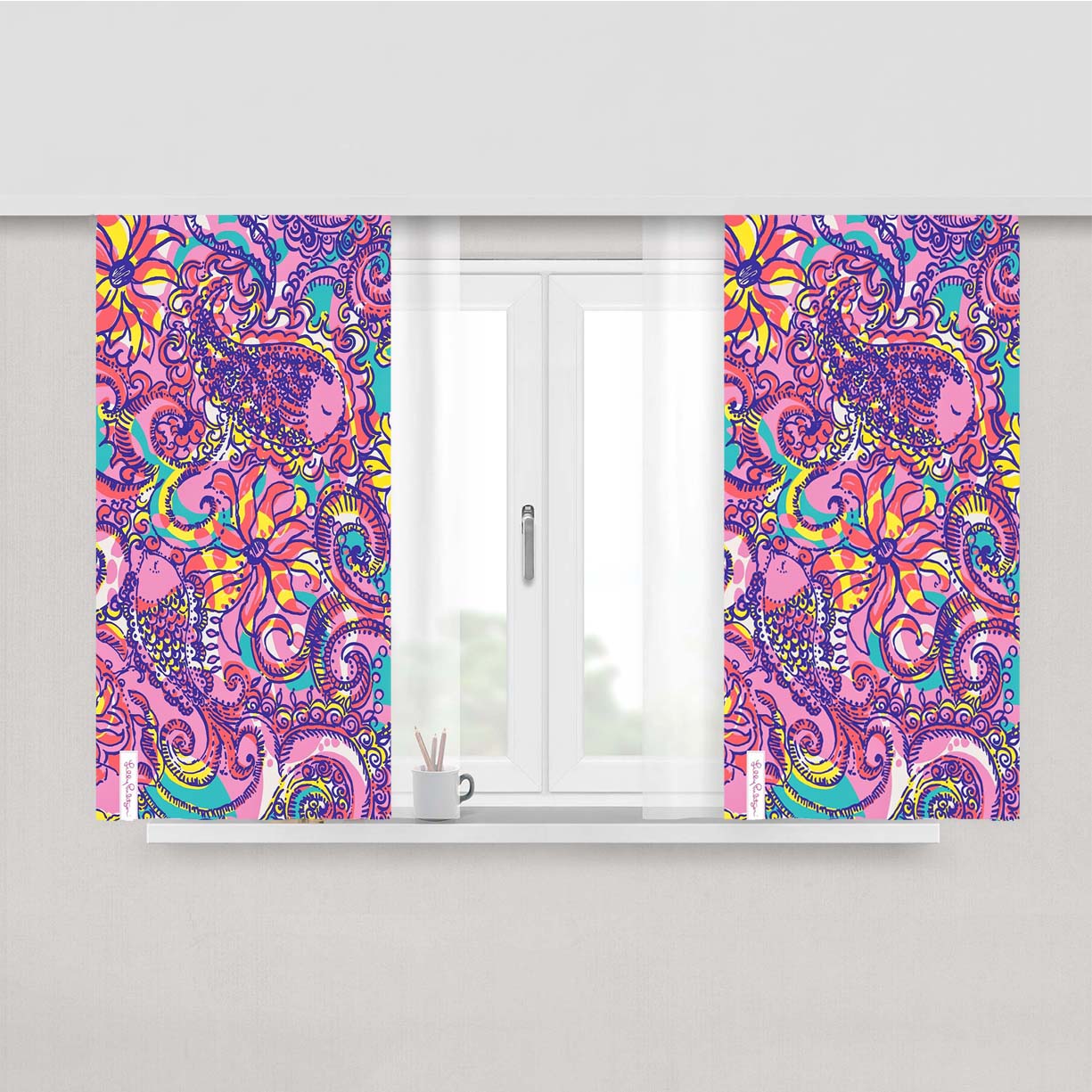 Preppy Flower Lilly Puli Peach Skin Window Curtains