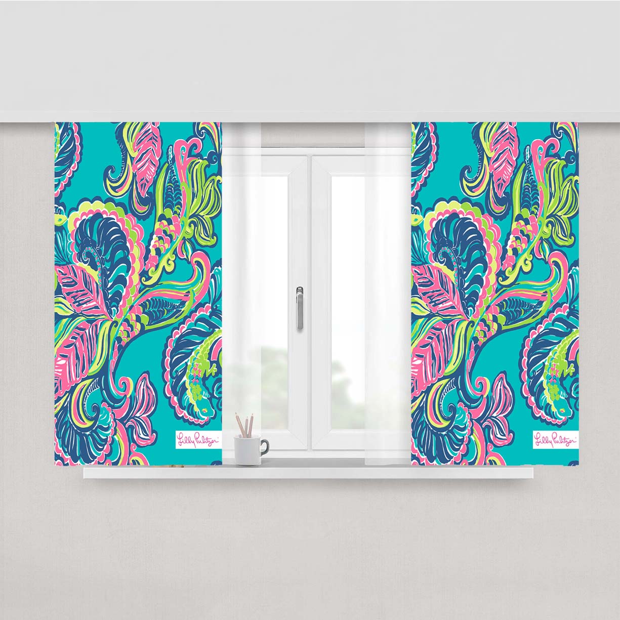 Preppy Georgia Belle Lilly Pulitzer Peach Skin Window Curtains