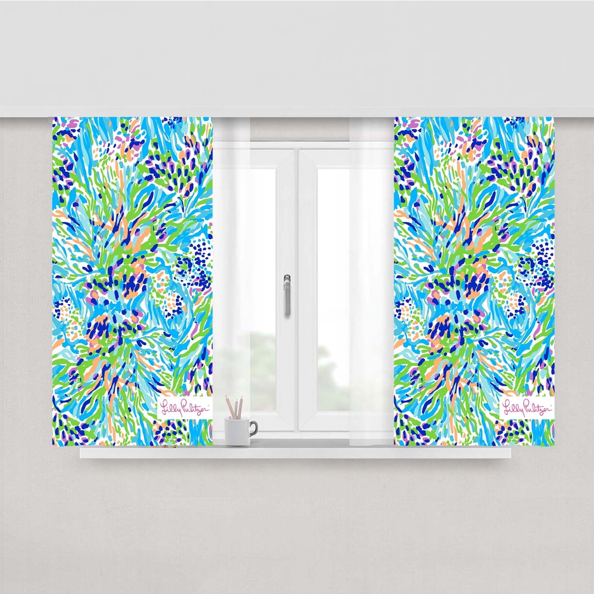 Preppy Lilly Pulitzer Peach Skin Window Curtains