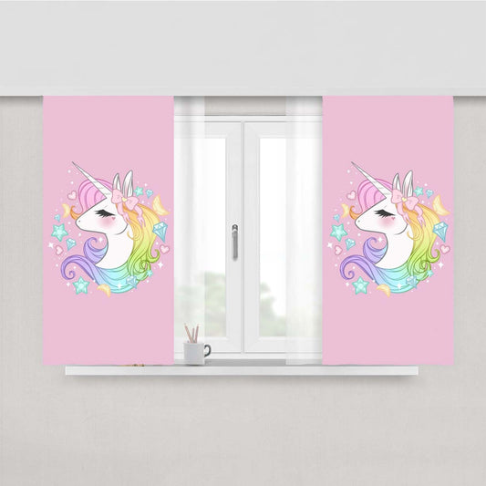 Pretty Unicorn Art Peach Skin Window Curtains