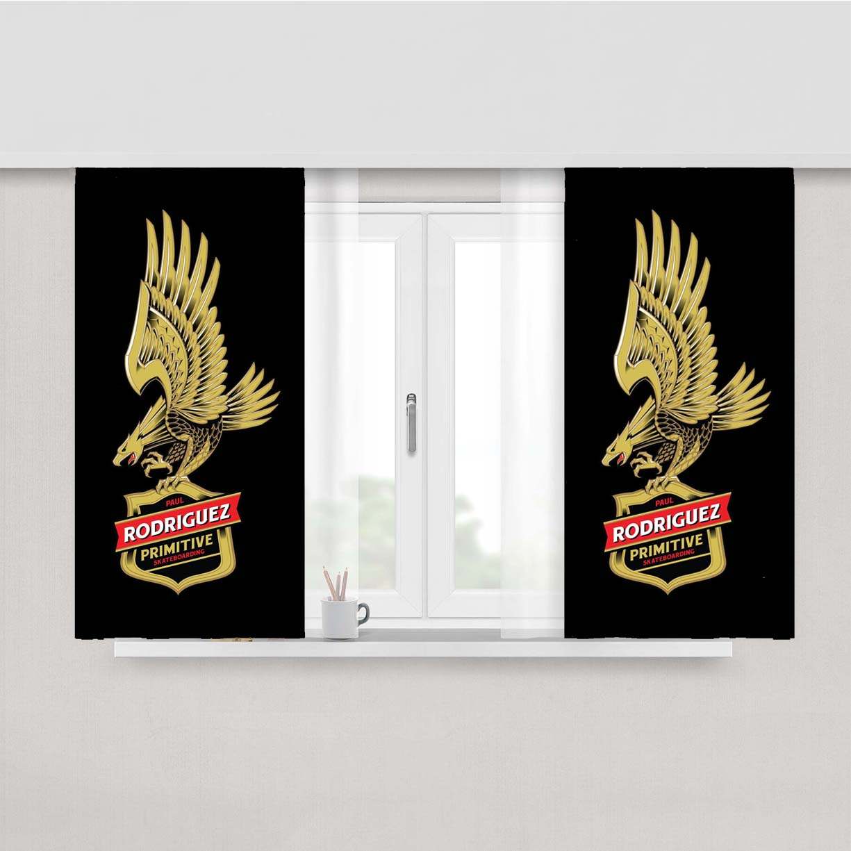 Primitive Skateboarding Paul Rodriguez Peach Skin Window Curtains