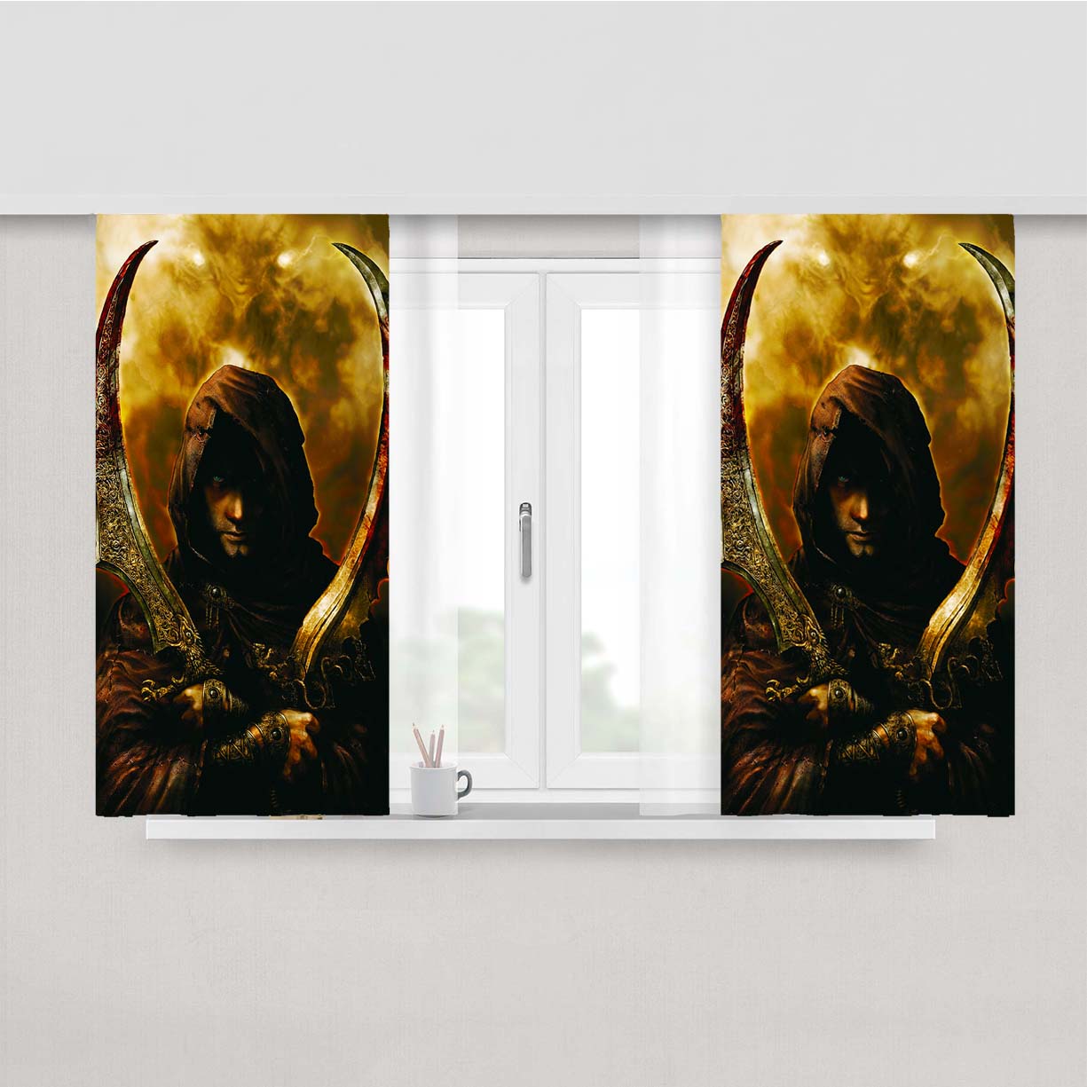 Prince Of Persia Two Blades Peach Skin Window Curtains