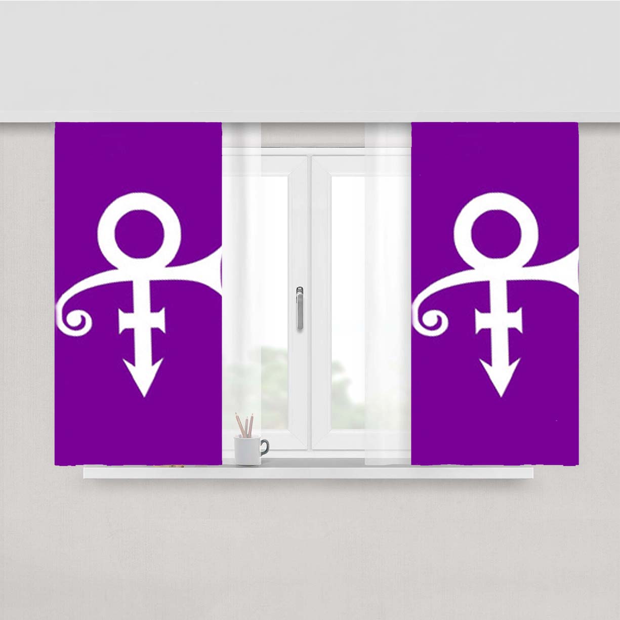 Prince Purple Symbol Peach Skin Window Curtains
