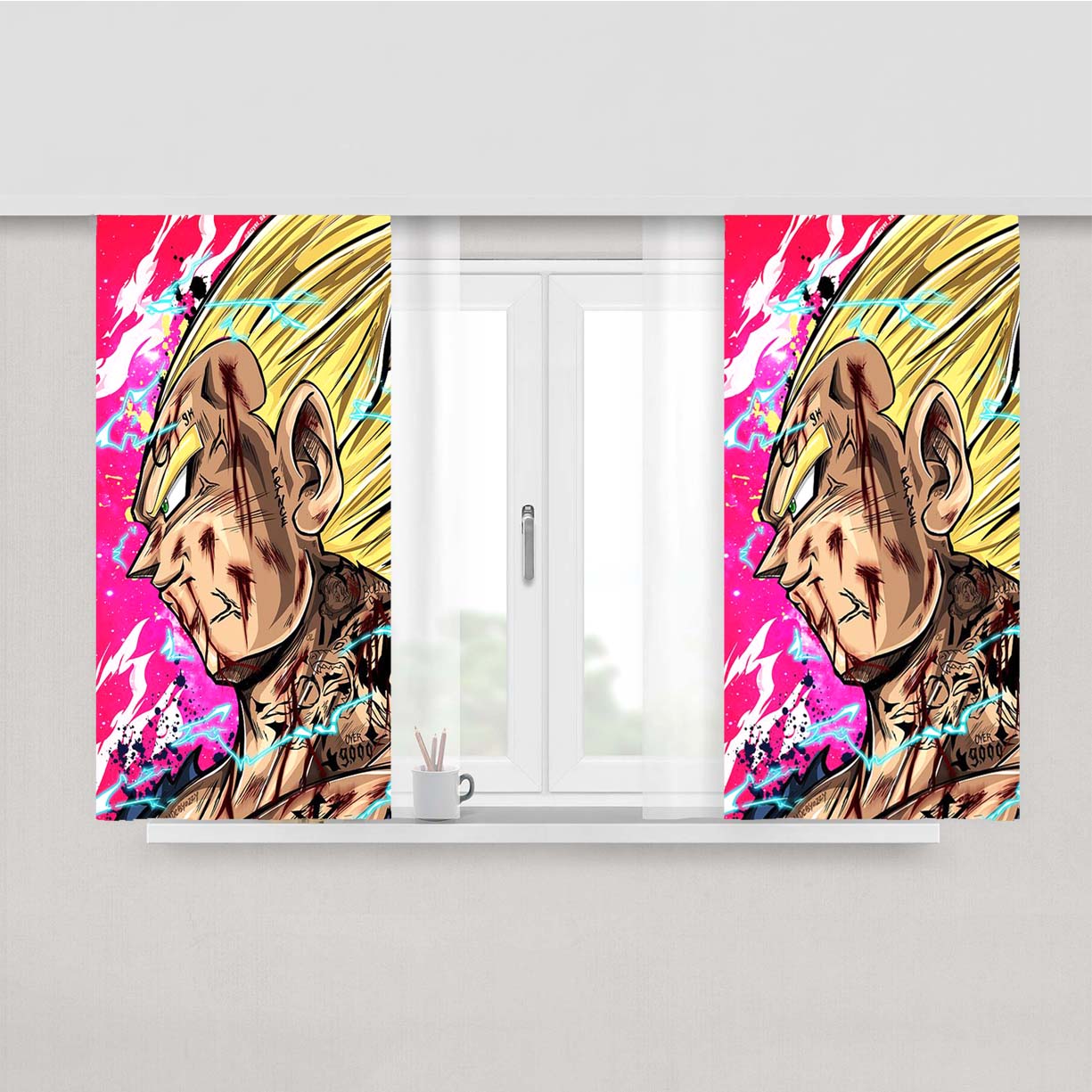 Prince Vegeta Dragonball Peach Skin Window Curtains