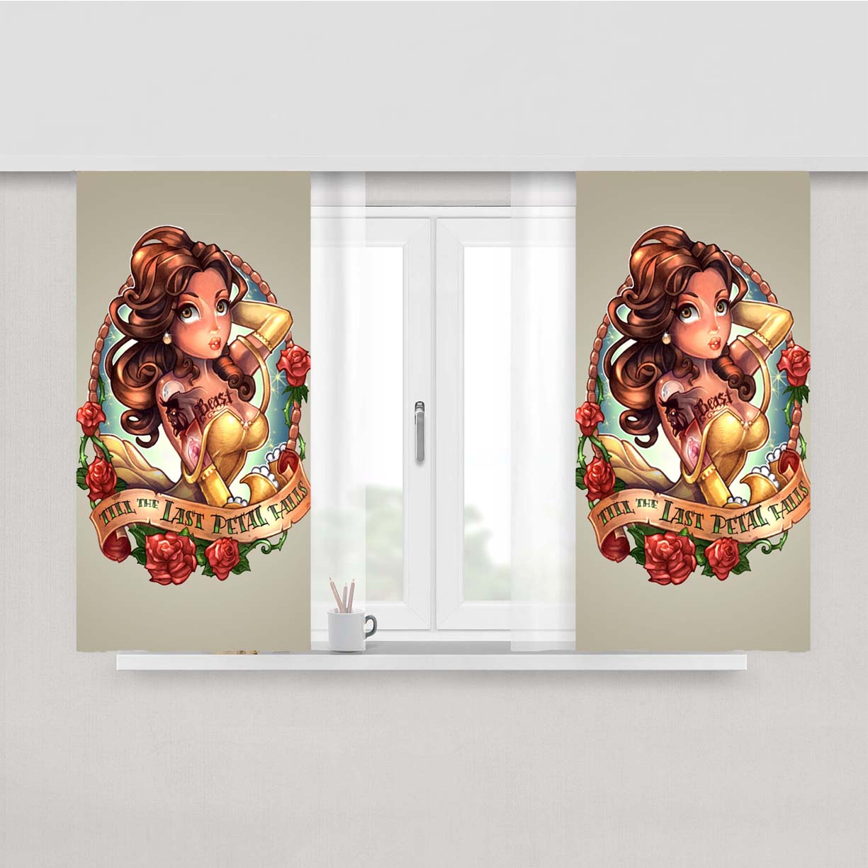 Princess Beauty Tattoo Peach Skin Window Curtains