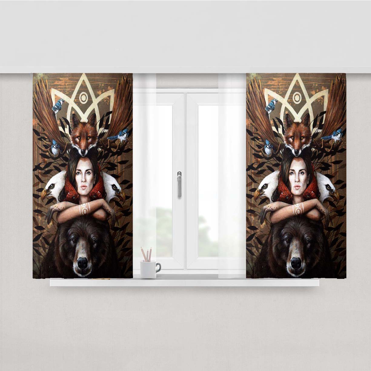 Princess Mononoke Illustration Canvas Peach Skin Window Curtains