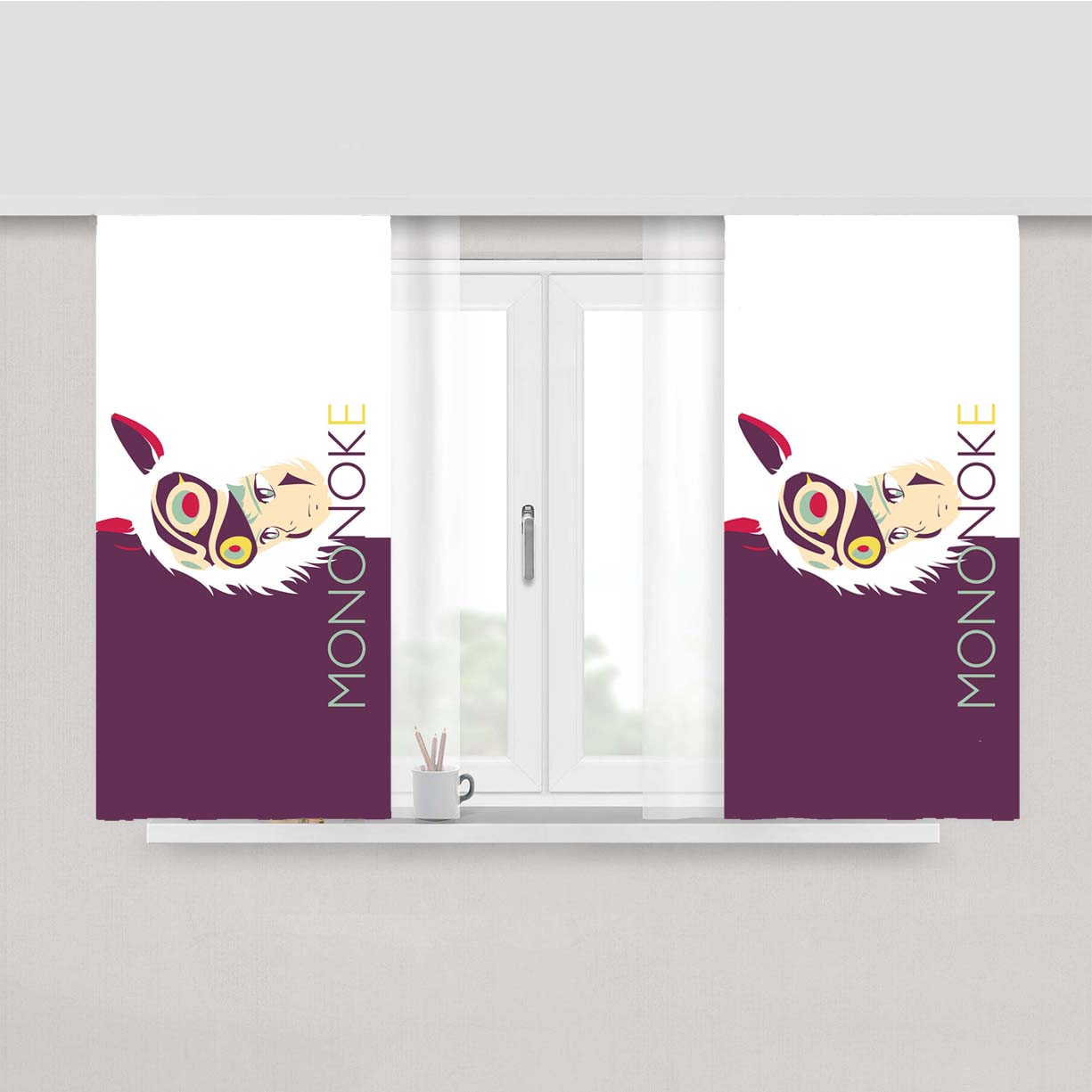 Princess Mononoke Simple Art Poster Peach Skin Window Curtains