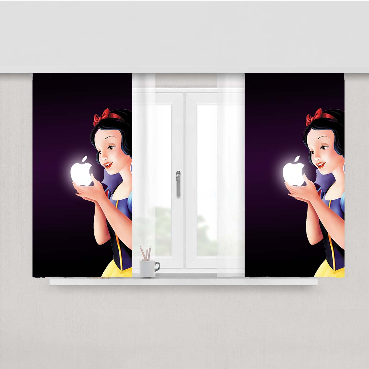Princess Snow White Apple Peach Skin Window Curtains