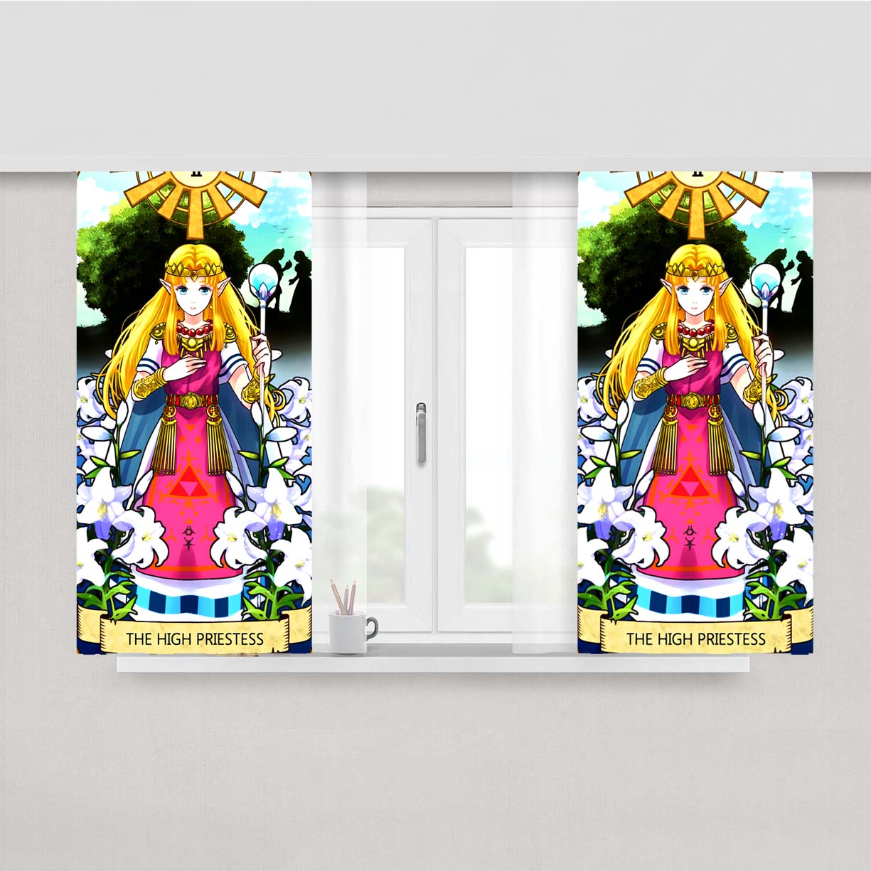 Princess Zelda Card Peach Skin Window Curtains