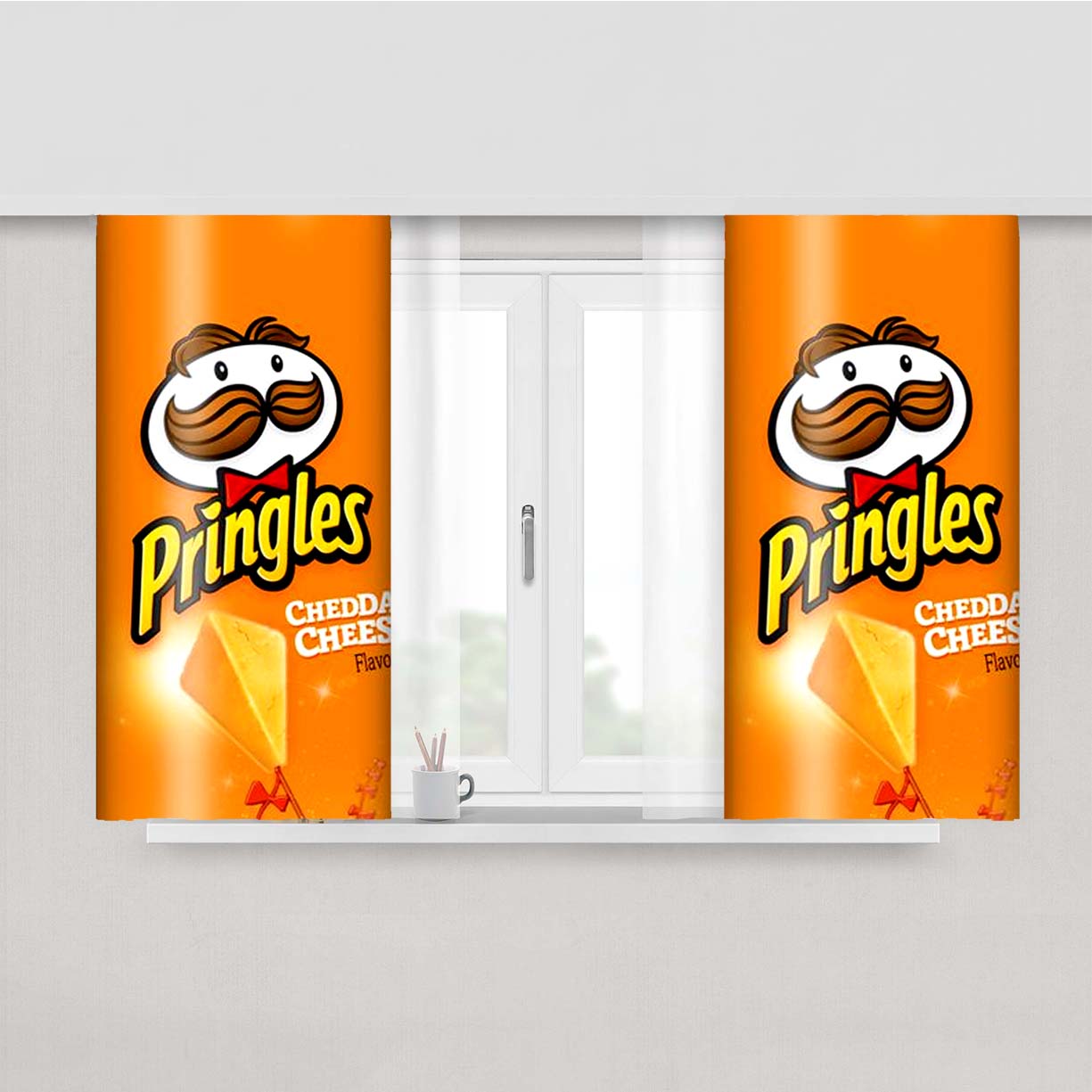 Pringles Cheddar Cheese Flavour Peach Skin Window Curtains