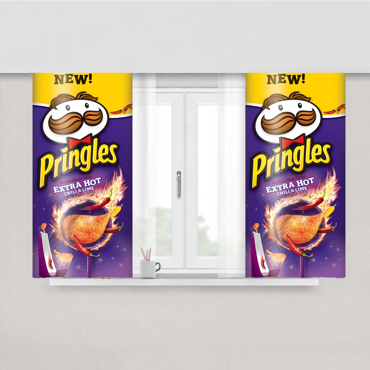 Pringles Extra Hot Chili And Lime Peach Skin Window Curtains