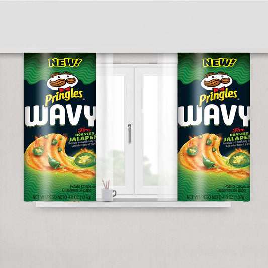 Pringles Wavy Fire Roasted Jalapeno Crisps Peach Skin Window Curtains