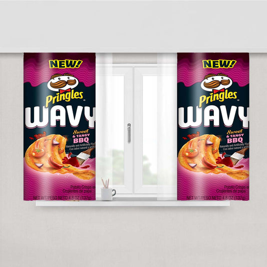 Pringles Wavy Sweet & Tangy Bbq Crisps Peach Skin Window Curtains