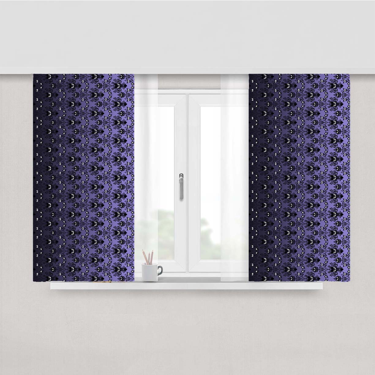 Print Haunted Mansion Wallpaper Peach Skin Window Curtains