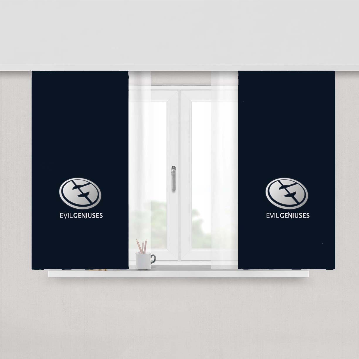Professional Esports Evil Geniuses Logo Peach Skin Window Curtains