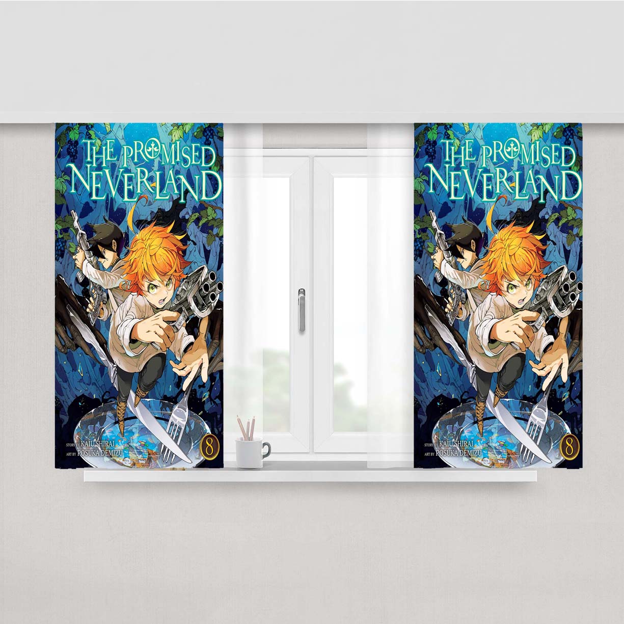 Promised Neverland Manga Vol 8 Peach Skin Window Curtains