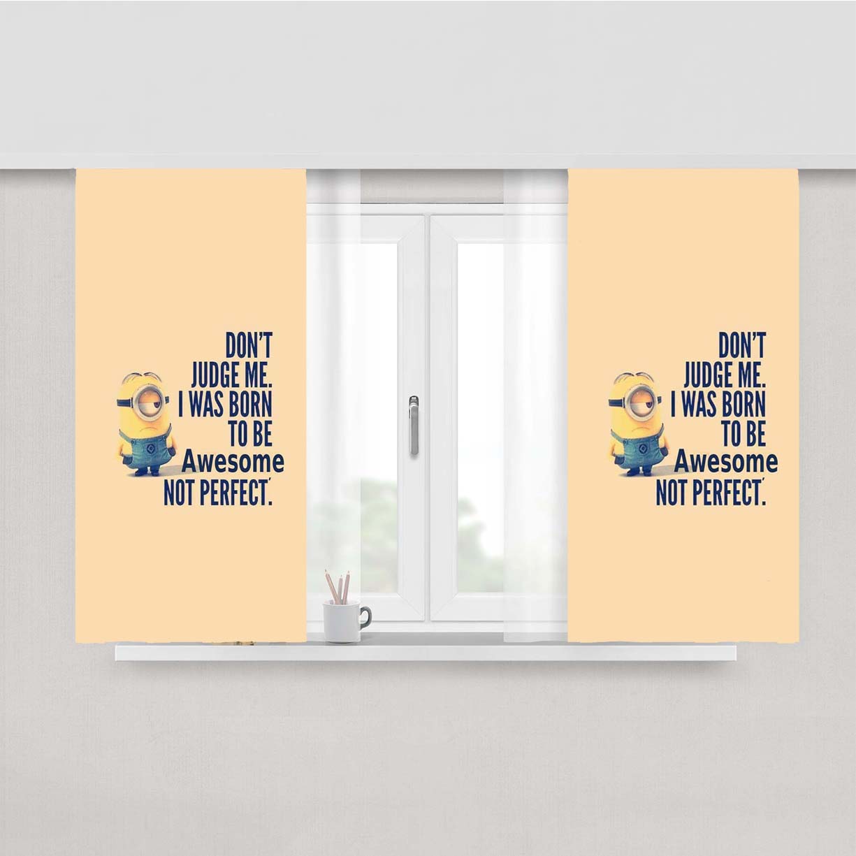 Proverbs Life Minion Peach Skin Window Curtains