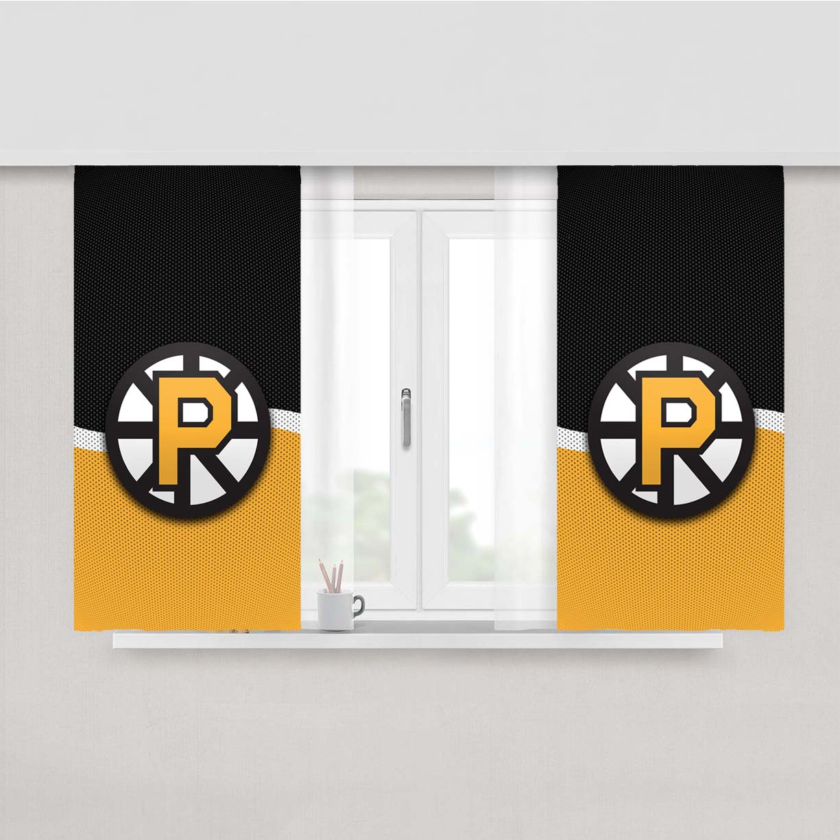 Providence Bruins Logo Jersey Peach Skin Window Curtains