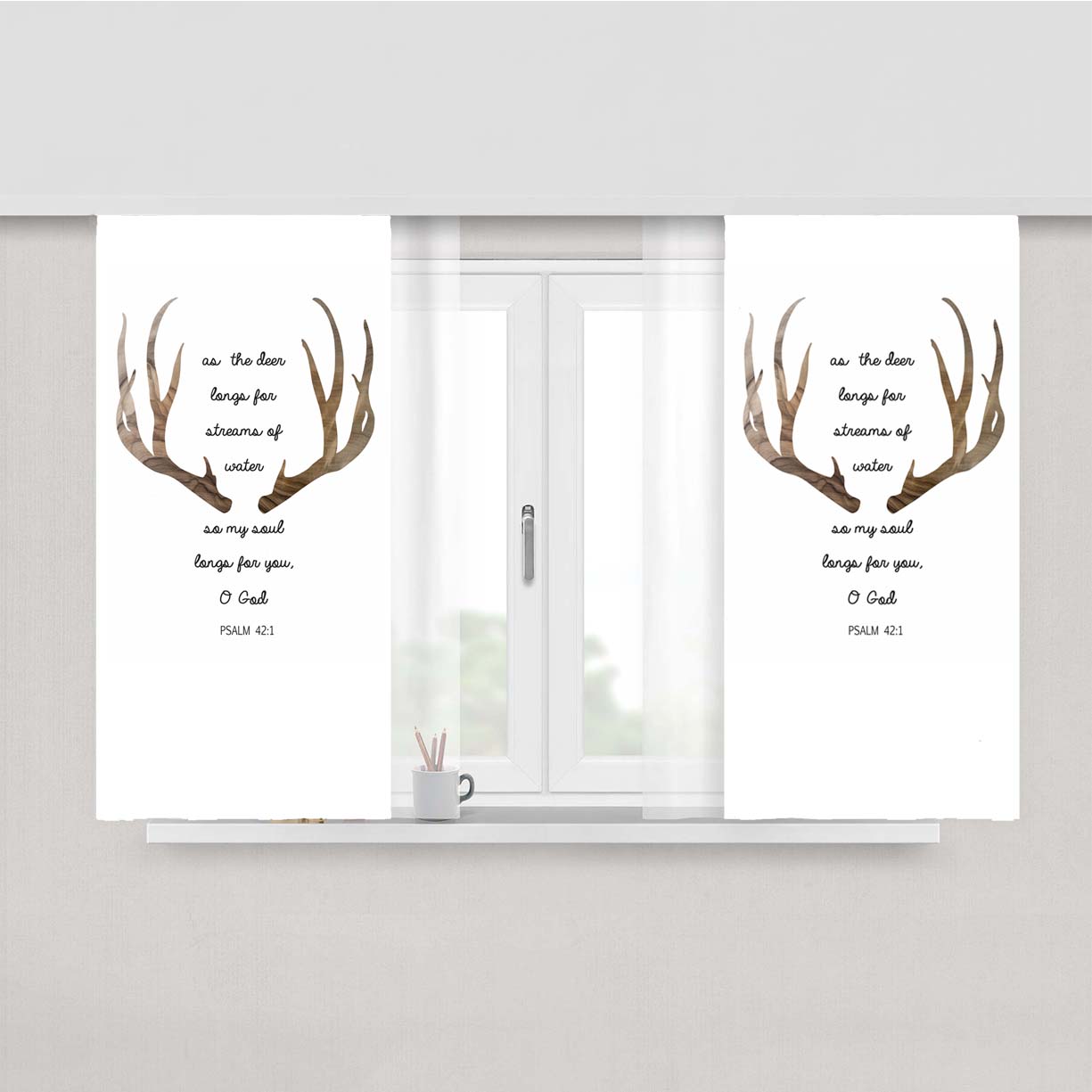Psalm 42 1 Quote Print Peach Skin Window Curtains