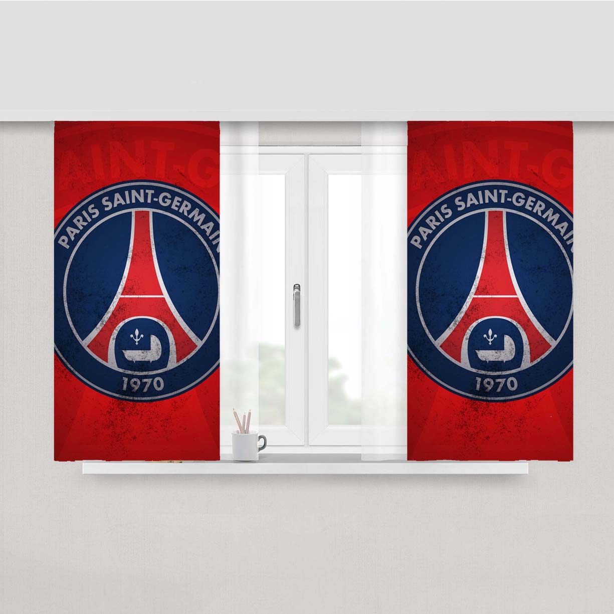 Psg Logo Peach Skin Window Curtains