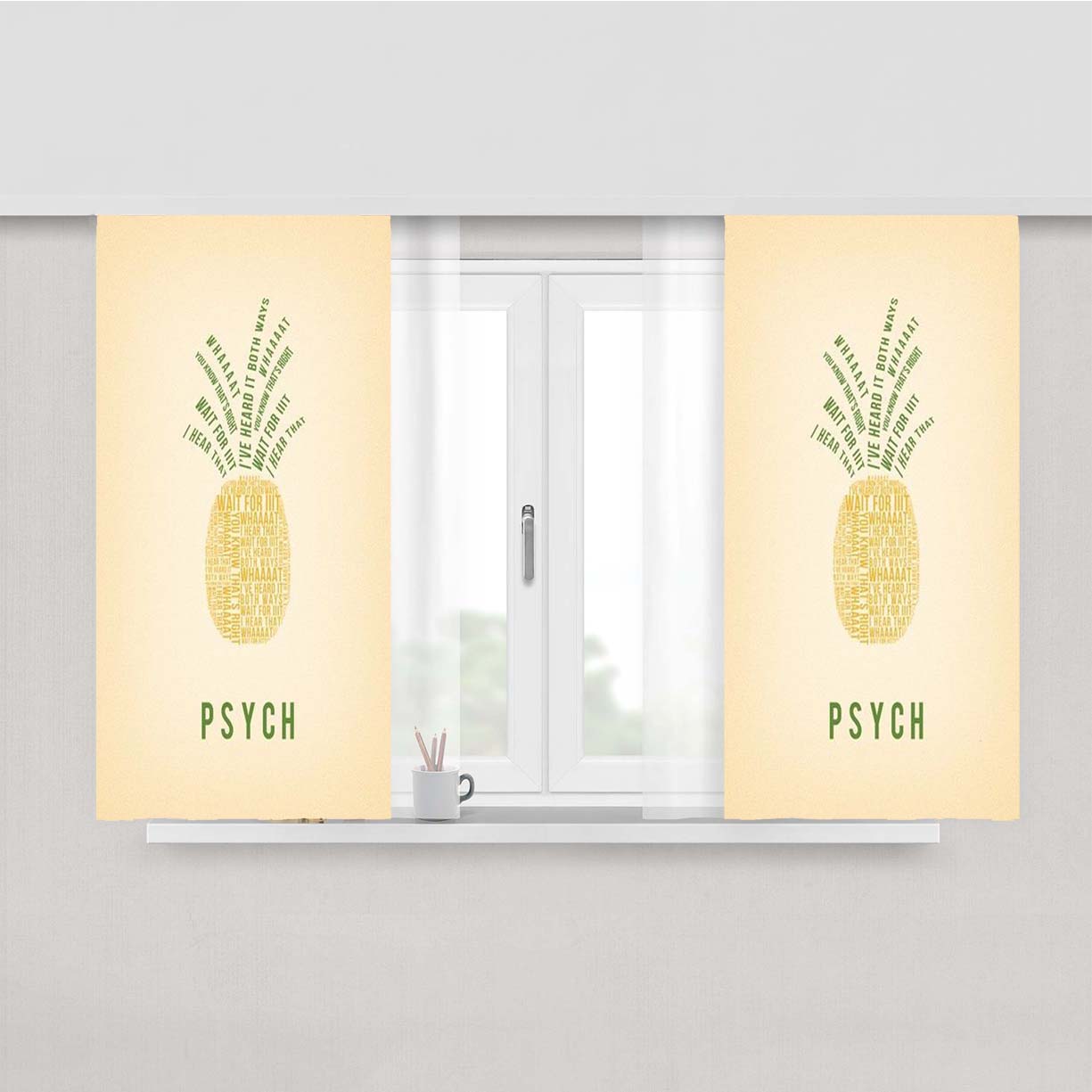 Psych Pineapple Peach Skin Window Curtains