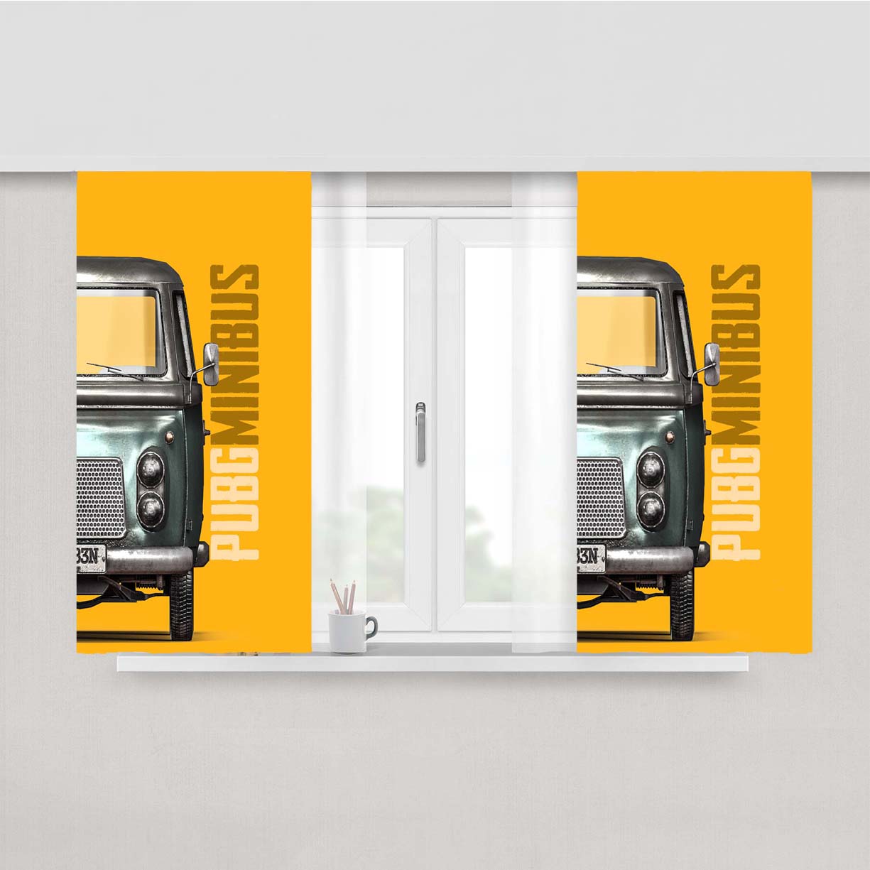Pubg Minibus Peach Skin Window Curtains