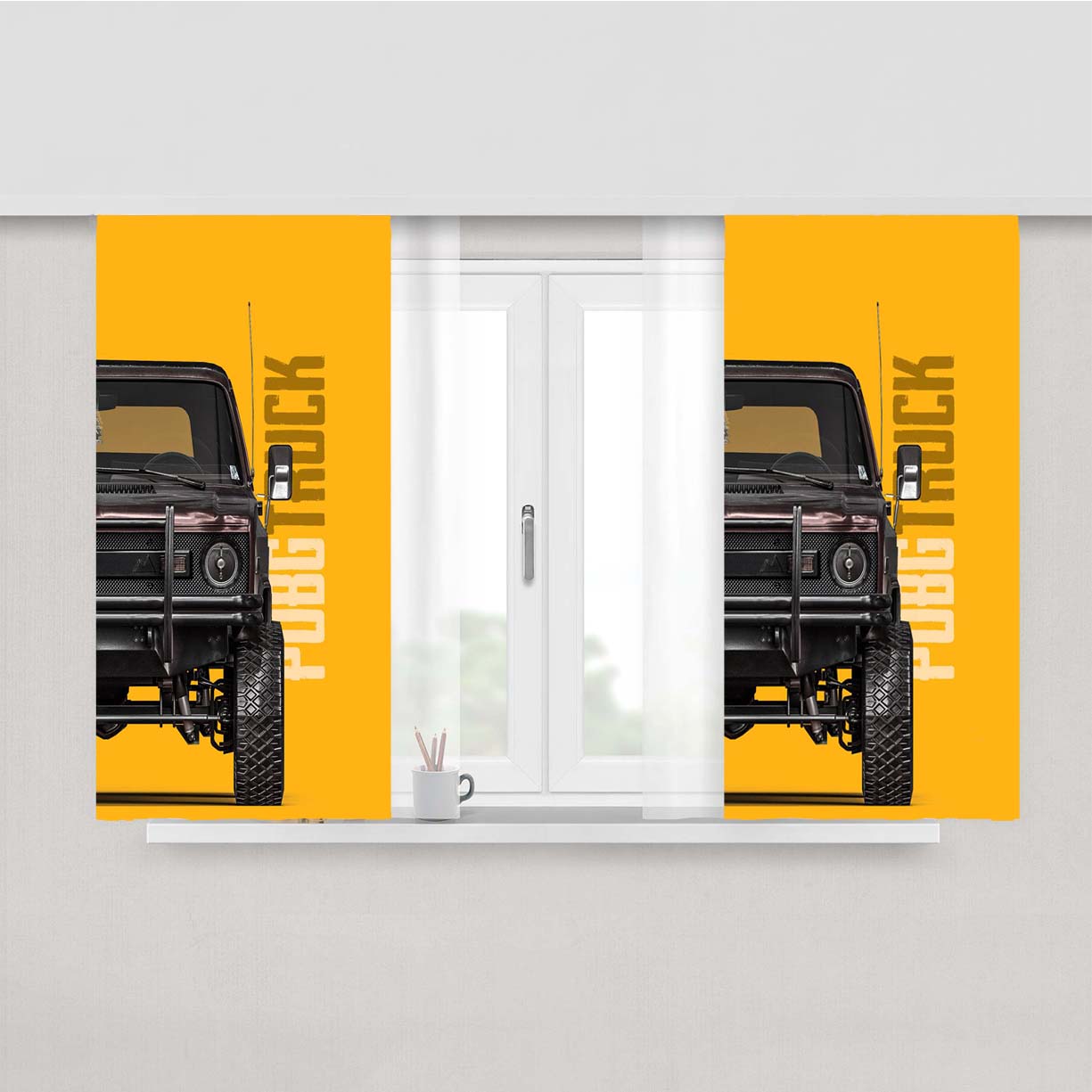 Pubg Truck Peach Skin Window Curtains