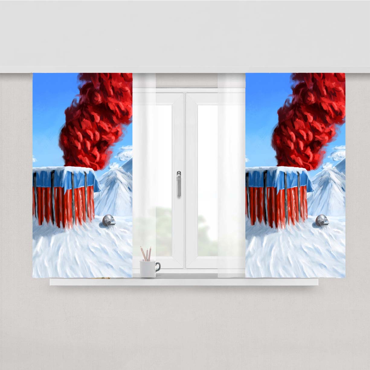 Pubg Winter Vikendi Peach Skin Window Curtains