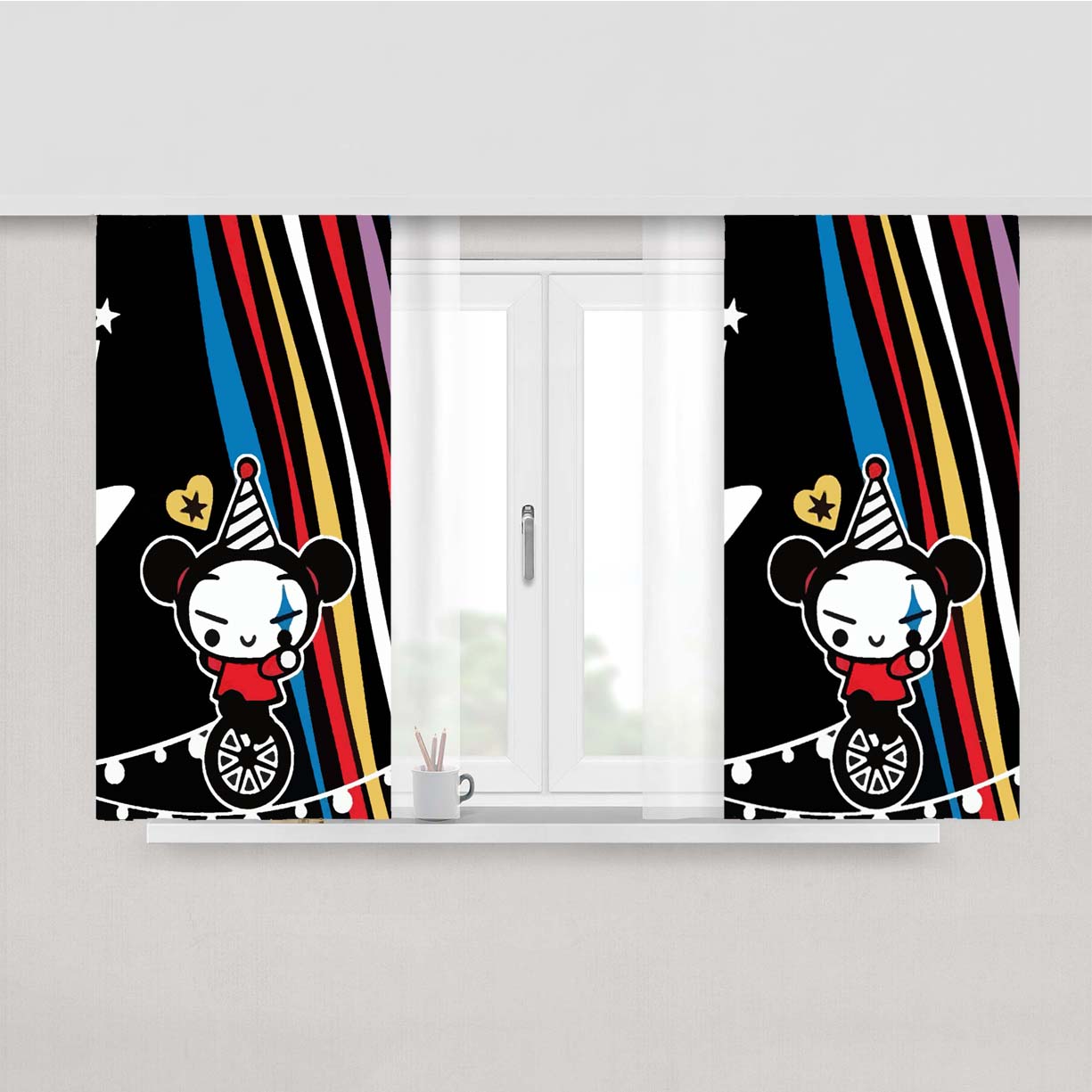 Pucca Circus Wallpaper Peach Skin Window Curtains