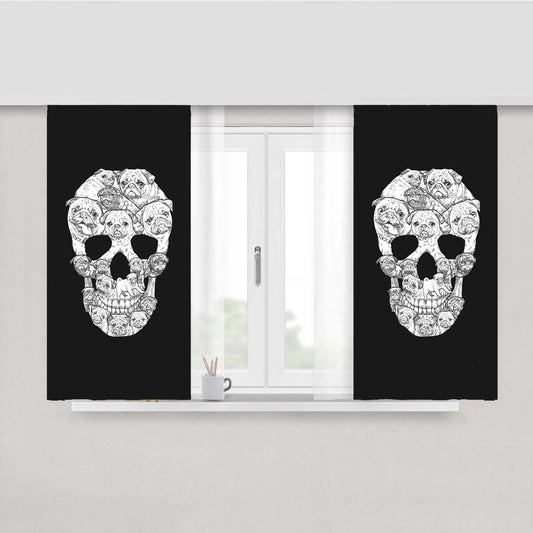 Pug Skull Peach Skin Window Curtains