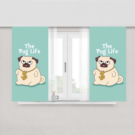 Pug The Life Peach Skin Window Curtains