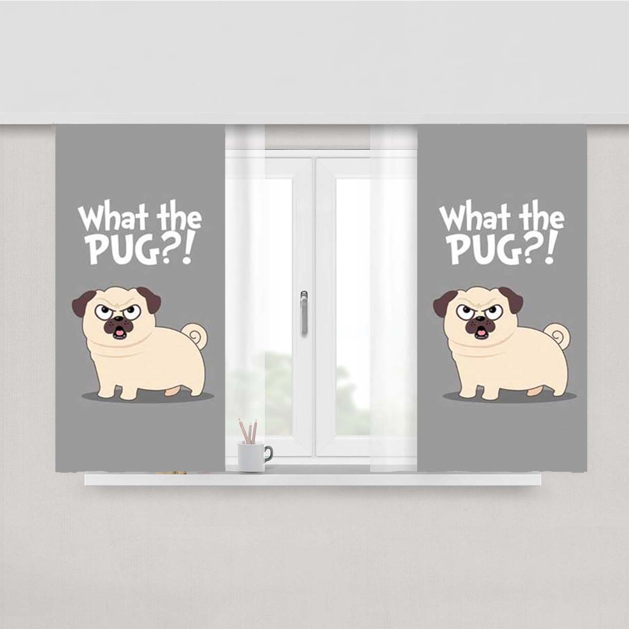 Pug What The Peach Skin Window Curtains