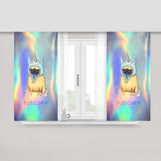 Pugicorn Pug Unicorn Peach Skin Window Curtains