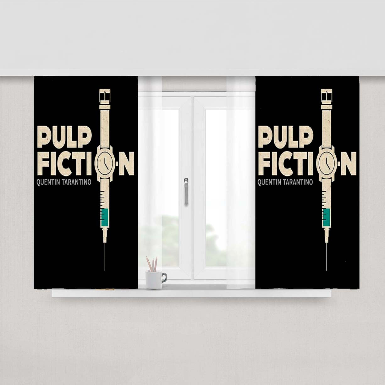 Pulp Fiction Movie Cover Peach Skin Window Curtains