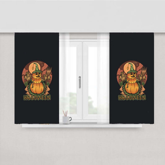 Pumpkin Halloween Art Peach Skin Window Curtains