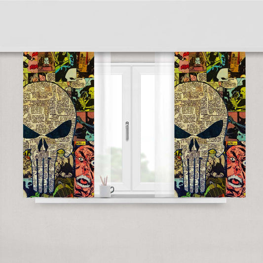 Punisher Comic Peach Skin Window Curtains
